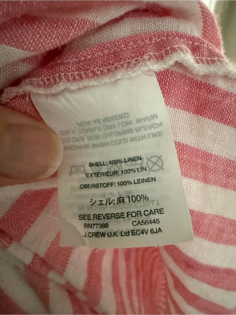 J.Crew Tie-front Linen Button Down Shirt Pink White size 4 EUC